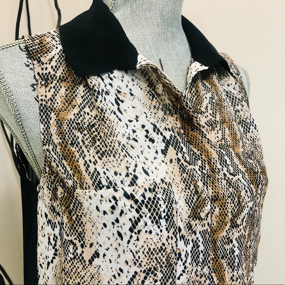 NWT BCBG Snakeskin Flare Long Back Sleeveless Top - Picture 4 of 13